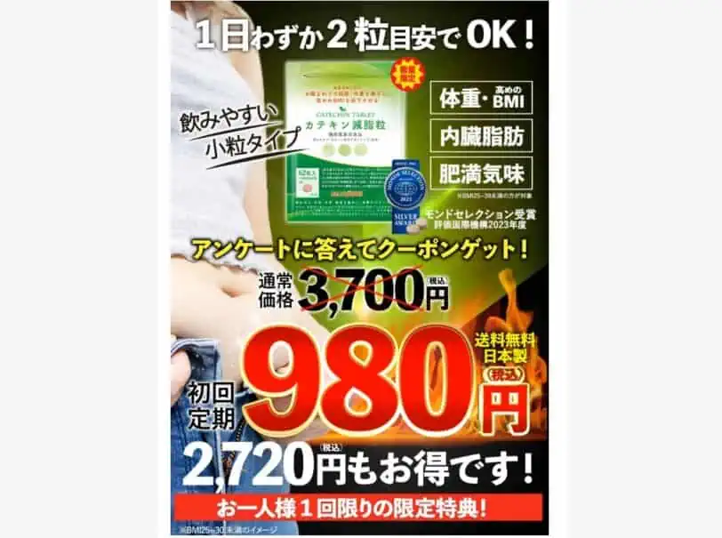 【980円】カテキン減脂粒のお試しキャンペーン